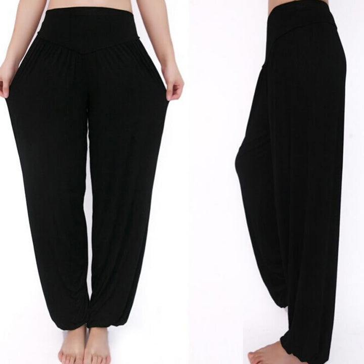 Pantalon sarouel long en modal de couleur unie avec Buddha Stones - image 34