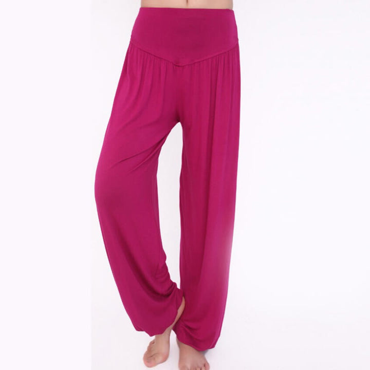 Pantalon sarouel long en modal de couleur unie avec Buddha Stones - image 53