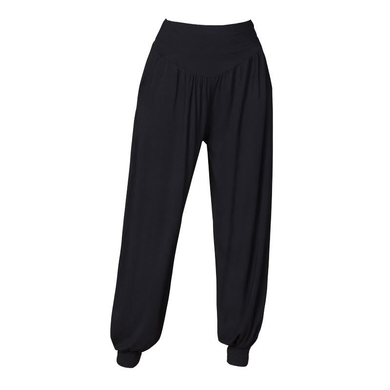 Pantalon sarouel taille haute en modal de couleur unie avec poches et Buddha Stones - image 11