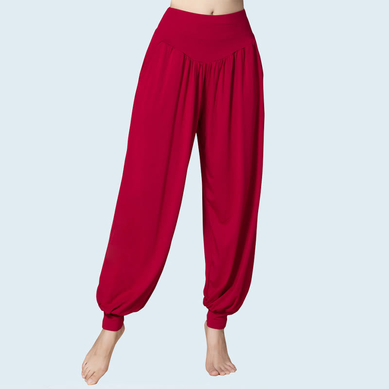Pantalon sarouel taille haute en modal de couleur unie avec poches et Buddha Stones - image 19