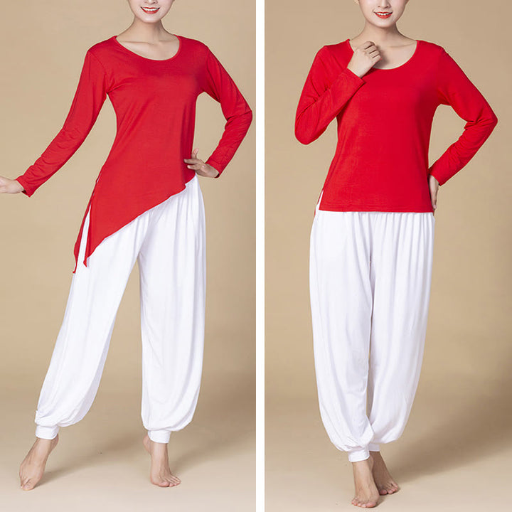Pantalon sarouel taille haute en modal de couleur unie avec poches et Buddha Stones - image 3