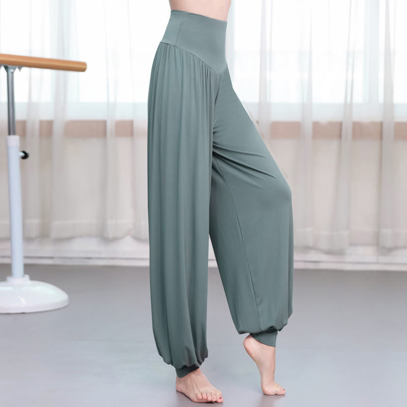 Buddha Stones Pantalon sarouel de yoga et de danse en modal ample de couleur unie - Vert - US14，UK/AU18，EU46 (3XL) - image 0