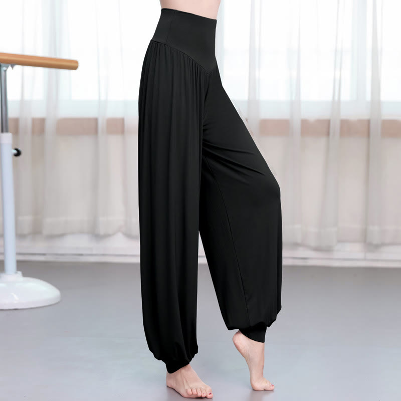 Pantalon harem ample en modal uni Buddha Stones , idéal pour le yoga et la danse. - Noir - US12，UK/AU16，EU44 (3XL) - image 0