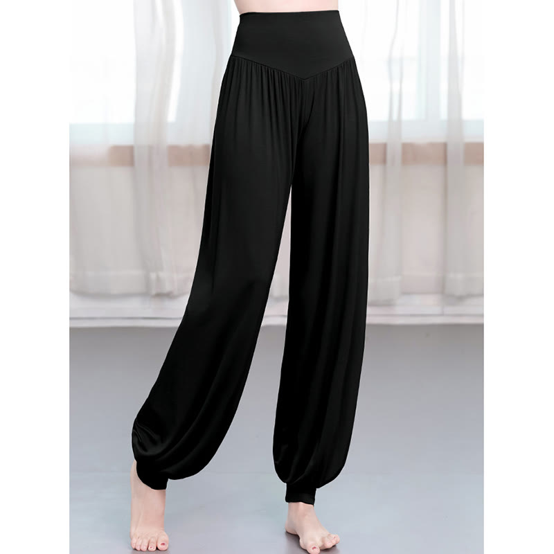 Buddha Stones Pantalon sarouel de yoga et de danse en modal ample de couleur unie - image 1