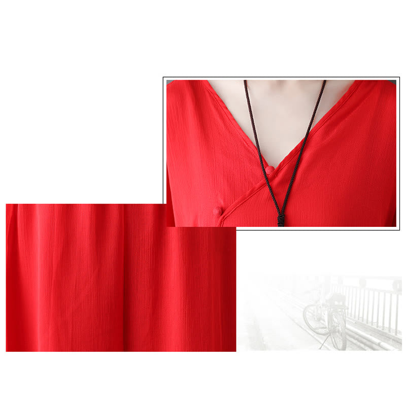 Robe tunique mi-longue à col en V Buddha Stones Pantalon à jambe large Vêtements de danse pour la pratique de la méditation zen - image 19