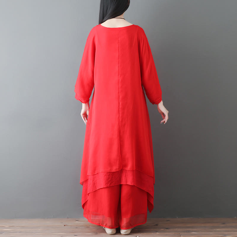 Robe tunique midi à col en V, pantalon large, Buddha Stones , vêtements de méditation, de zen et de danse - image 9