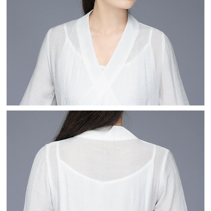 Robe mi-longue style Hanfu Buddha Stones , pantalon à jambes larges, vêtements de méditation, de pratique zen, de yoga et de danse - image 12