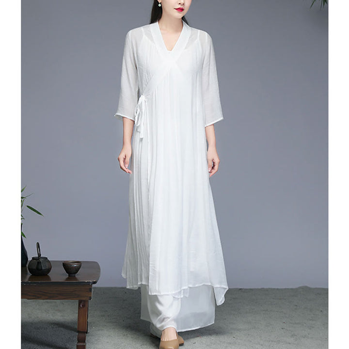 Robe mi-longue style Hanfu Buddha Stones , pantalon à jambes larges, vêtements de méditation, de pratique zen, de yoga et de danse - image 10