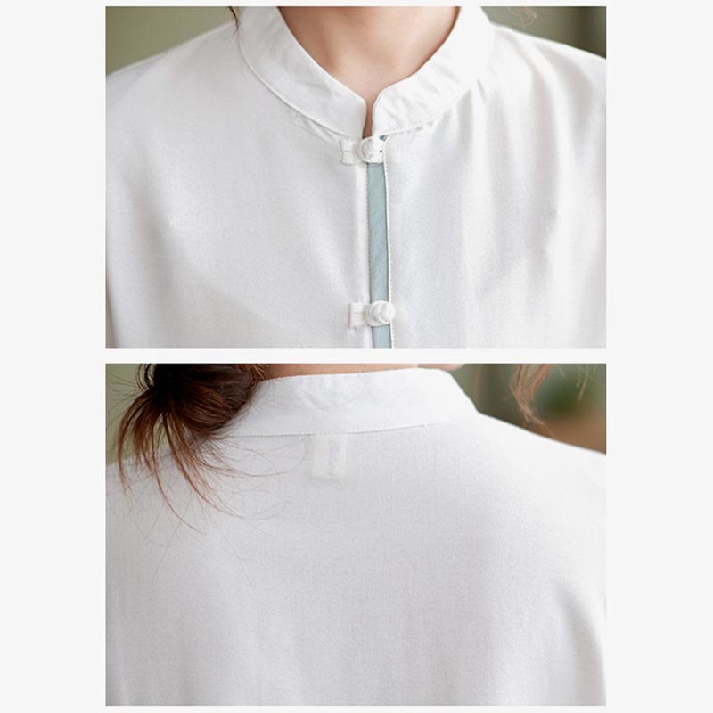 Ensemble de 2 Buddha Stones en coton et lin pour femme avec chemise à manches longues et pantalon de méditation Zen Tai Chi