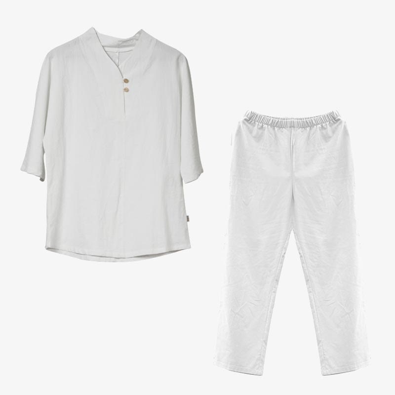 Ensemble 2 pièces chemise et pantalon Buddha Stones pour femme, méditation, zen, tai-chi, coton et lin - image 5