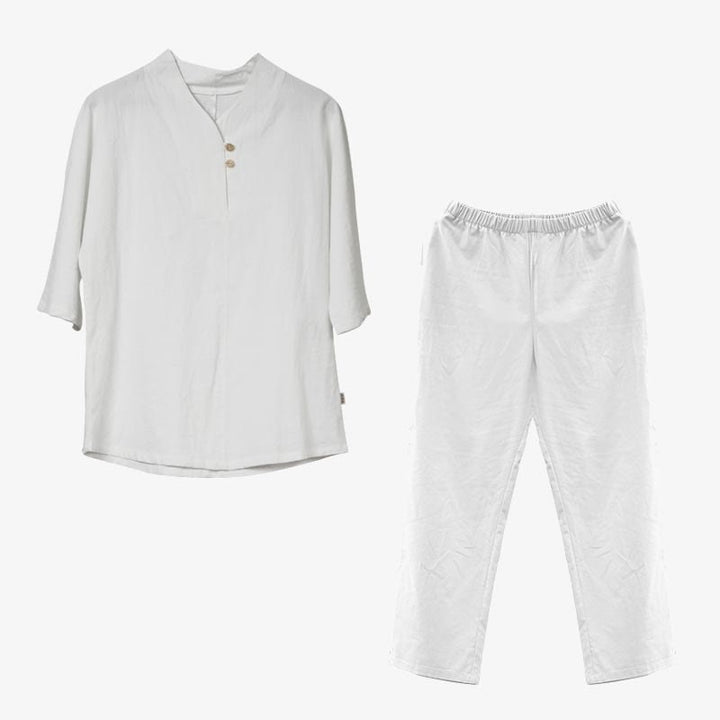 Ensemble 2 pièces chemise et pantalon Buddha Stones pour femme, méditation, zen, tai-chi, coton et lin - image 5