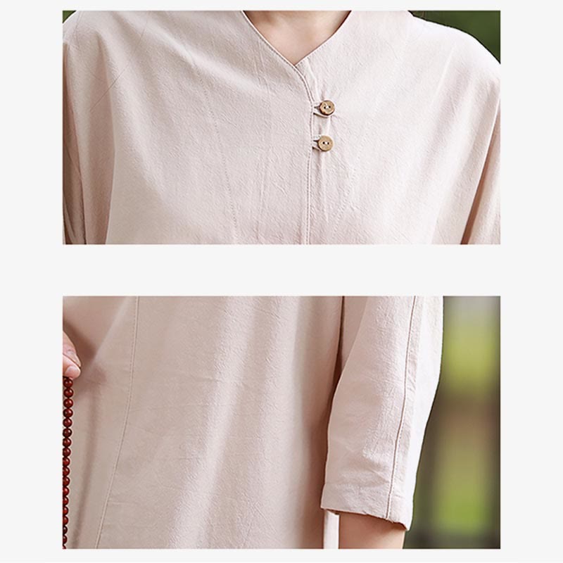 Ensemble 2 pièces chemise et pantalon Buddha Stones pour femme, méditation, zen, tai-chi, coton et lin - image 11