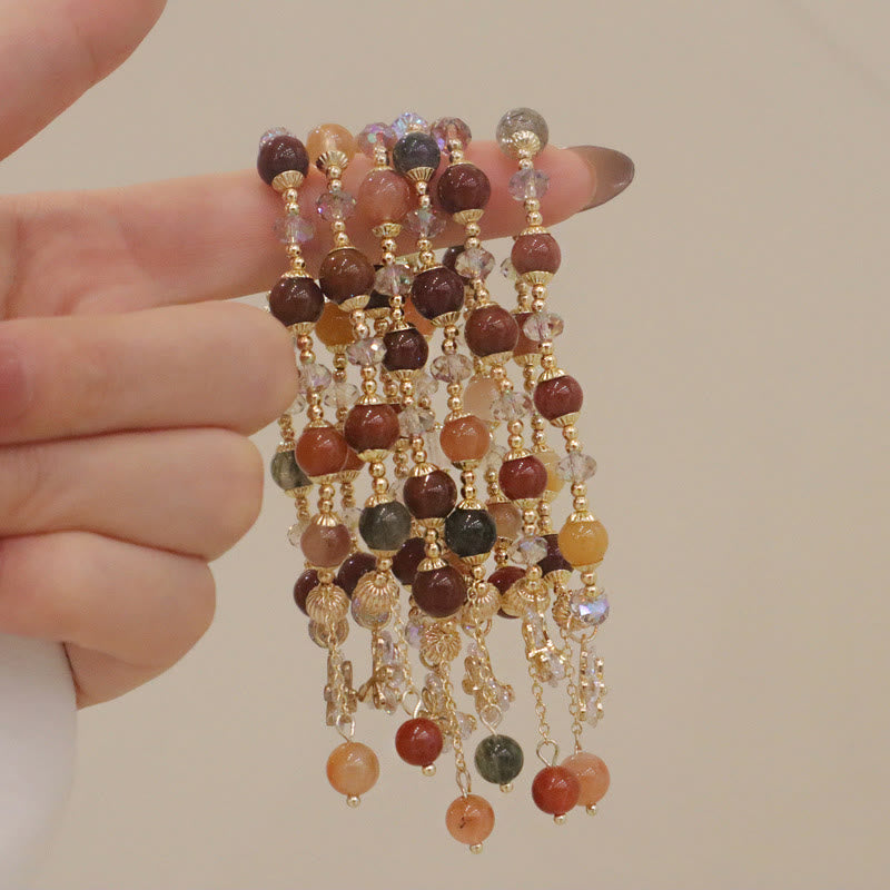 Bracelet à breloques papillon en quartz rutile arc-en-ciel en Buddha Stones Fu Lu Shou