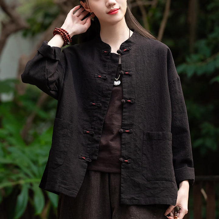 Chemise à boutons de grenouille Buddha Stones Haut de méditation zen Vêtements Veste en coton et lin - image 17