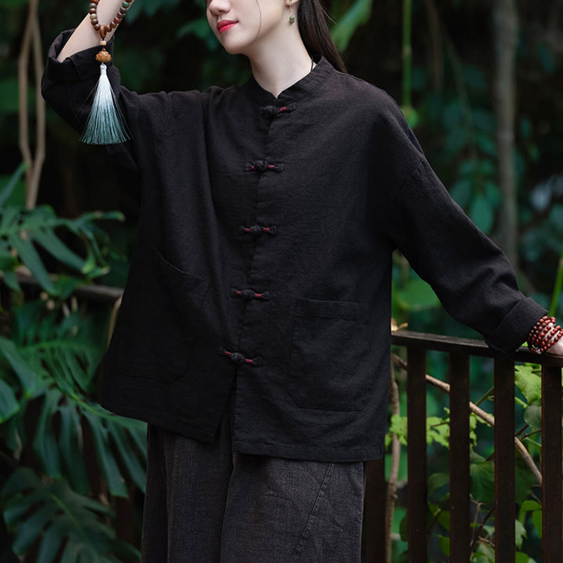 Chemise à boutons de grenouille Buddha Stones Haut de méditation zen Vêtements Veste en coton et lin - image 15