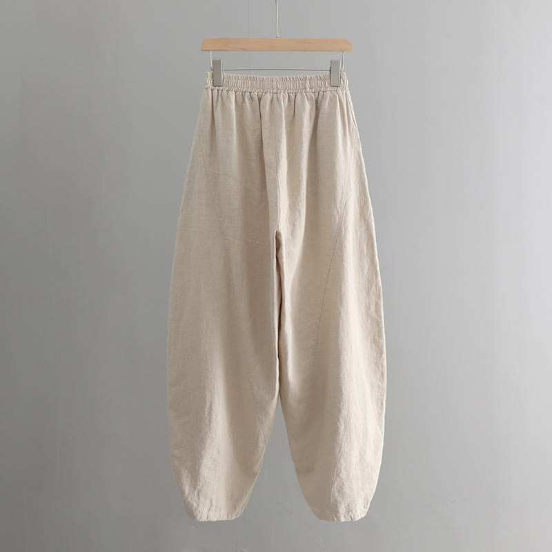 Pantalon de yoga ample de couleur unie avec poches et Buddha Stones