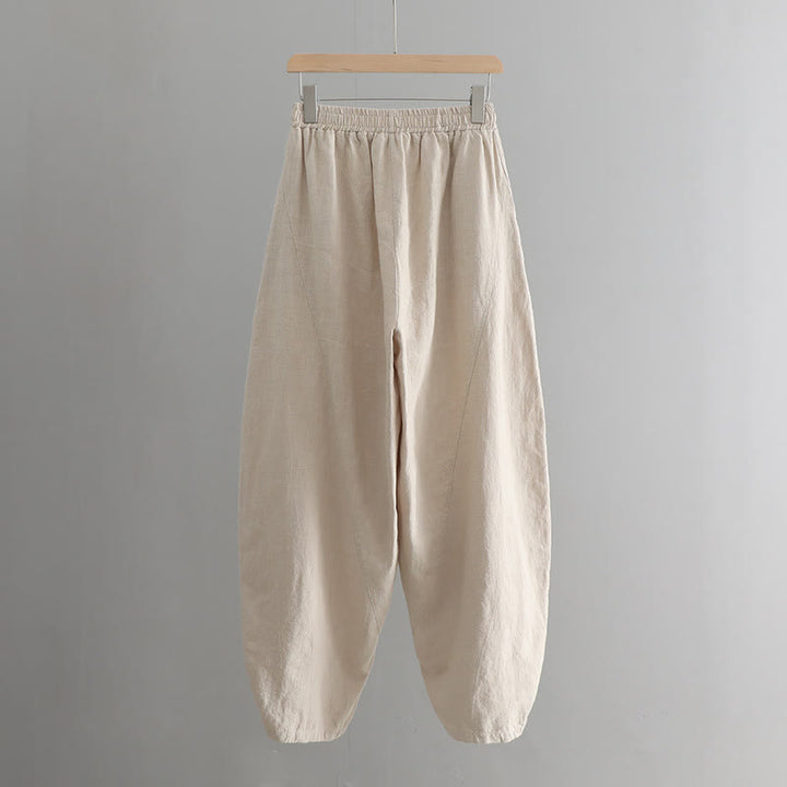 Pantalon de yoga ample de couleur unie avec poches et Buddha Stones
