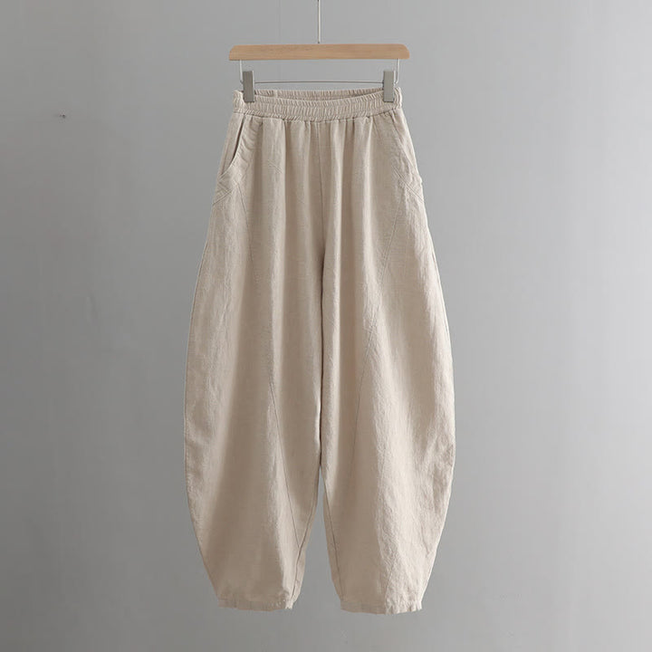 Pantalon de yoga ample de couleur unie avec poches et Buddha Stones