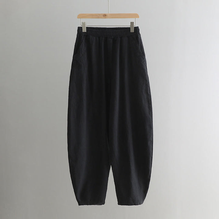 Pantalon de yoga ample de couleur unie avec poches et Buddha Stones