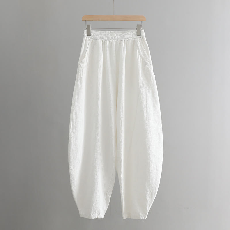 Pantalon de yoga ample de couleur unie avec poches et Buddha Stones