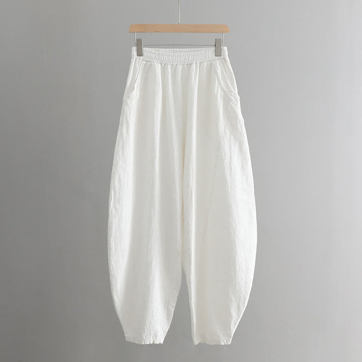 Pantalon de yoga ample de couleur unie avec poches et Buddha Stones