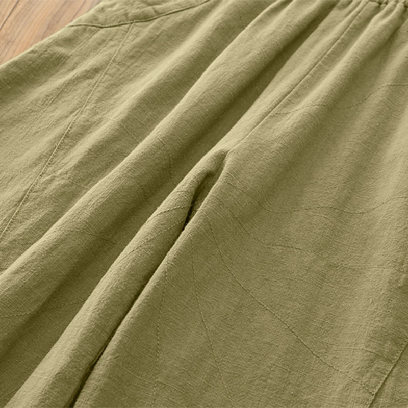 Pantalon de yoga ample de couleur unie avec poches et Buddha Stones