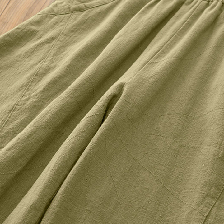 Pantalon de yoga ample de couleur unie avec poches et Buddha Stones