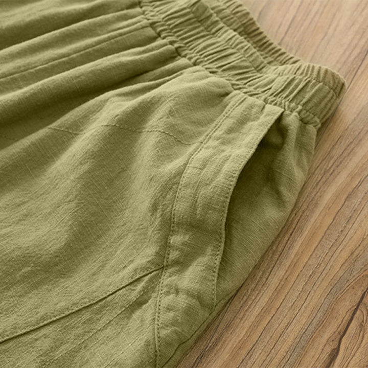 Pantalon de yoga ample de couleur unie avec poches et Buddha Stones