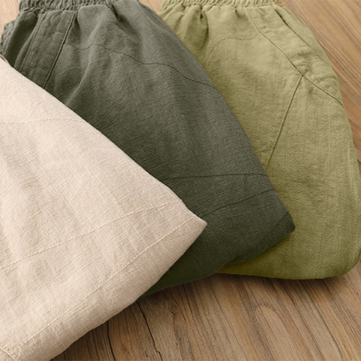 Pantalon de yoga ample de couleur unie avec poches et Buddha Stones