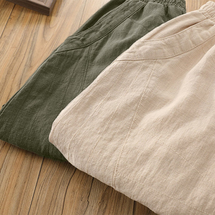 Pantalon de yoga ample de couleur unie avec poches et Buddha Stones
