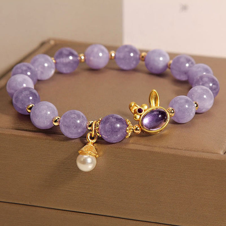 Bracelet de bonheur en quartzite violet naturel Buddha Stones - image 8