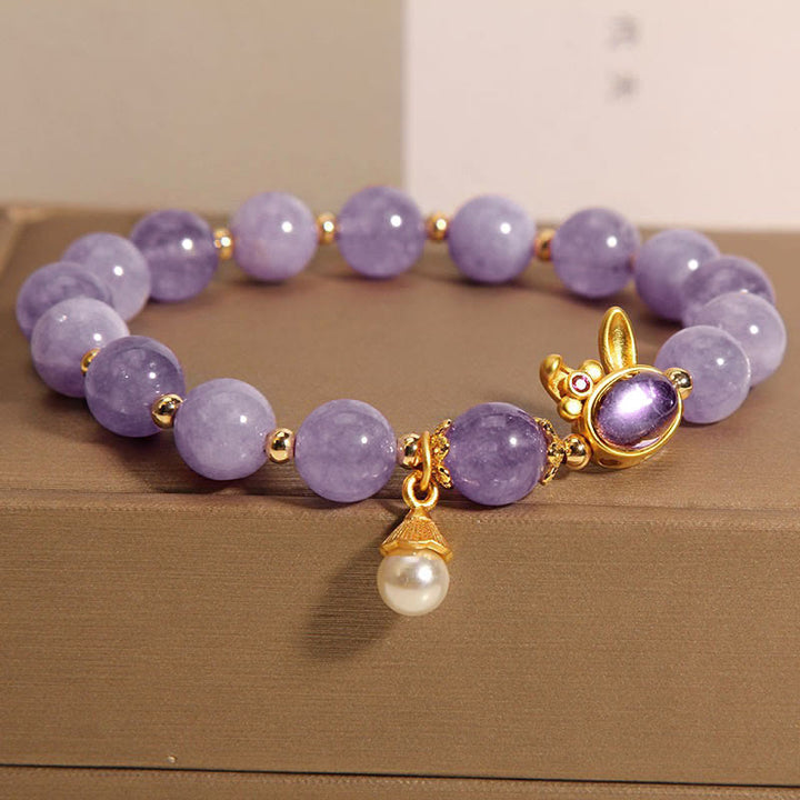 Bracelet de bonheur en quartzite violet naturel Buddha Stones - image 6