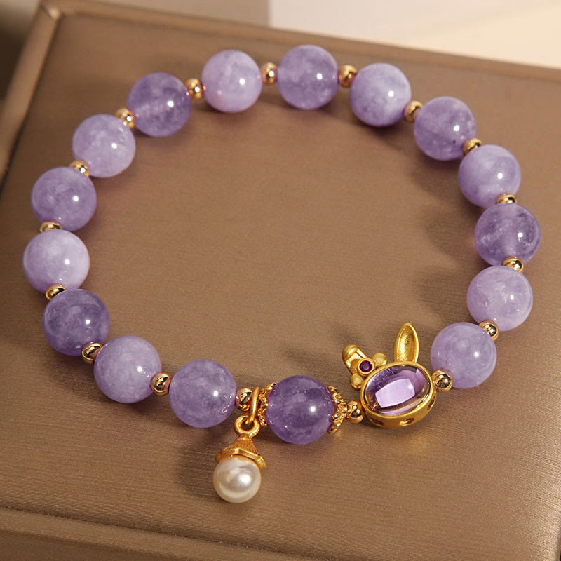 Bracelet de bonheur en quartzite violet naturel Buddha Stones - image 2