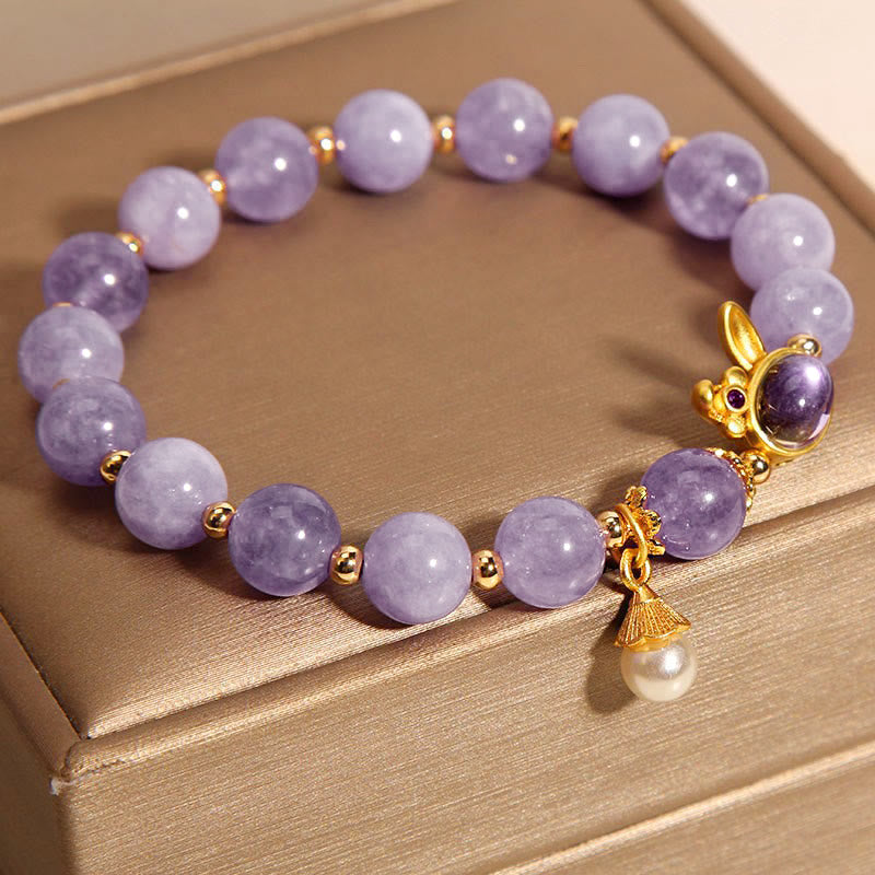 Bracelet de bonheur en quartzite violet naturel Buddha Stones - image 5