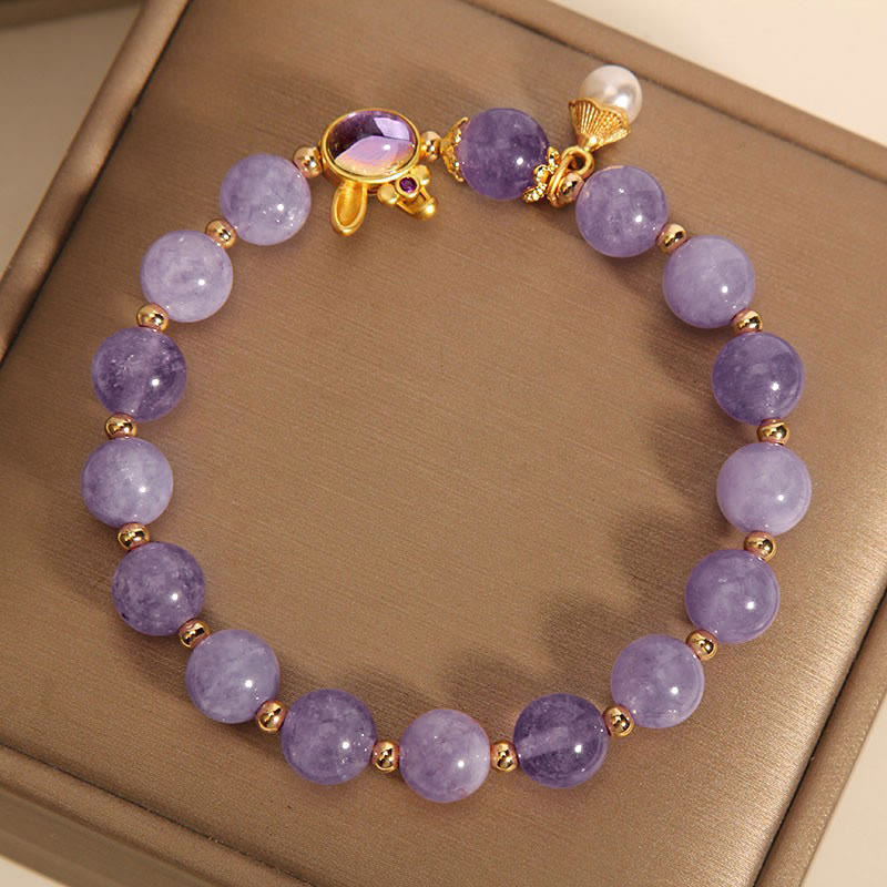 Bracelet de bonheur en quartzite violet naturel Buddha Stones - image 4