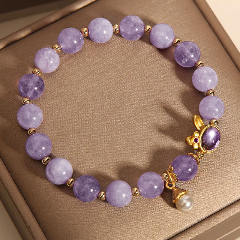 Bracelet de bonheur en quartzite violet naturel Buddha Stones - image 9