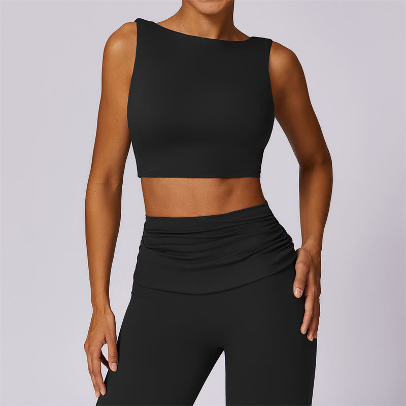 Débardeur dos nu sans manches avec bretelles et soutien-gorge évasé Buddha Stones pour le sport, le fitness et le yoga - Noir - Haut - US8-10，UK/AU12-14，EU40-42 (XL) - image 30