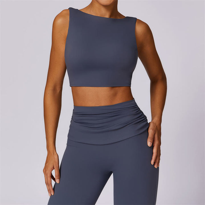Débardeur dos nu sans manches avec bretelles et soutien-gorge évasé Buddha Stones pour le sport, le fitness et le yoga - SteelBlue - Haut - US8-10，UK/AU12-14，EU40-42 (XL) - image 41