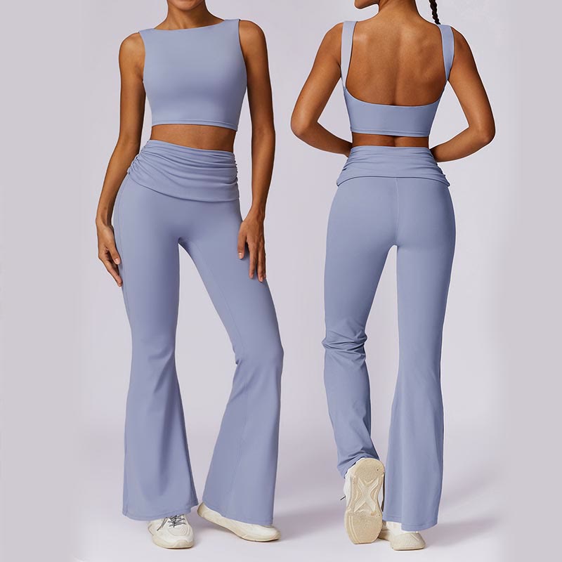 Débardeur dos nu sans manches avec bretelles et soutien-gorge évasé Buddha Stones pour le sport, le fitness et le yoga - image 0