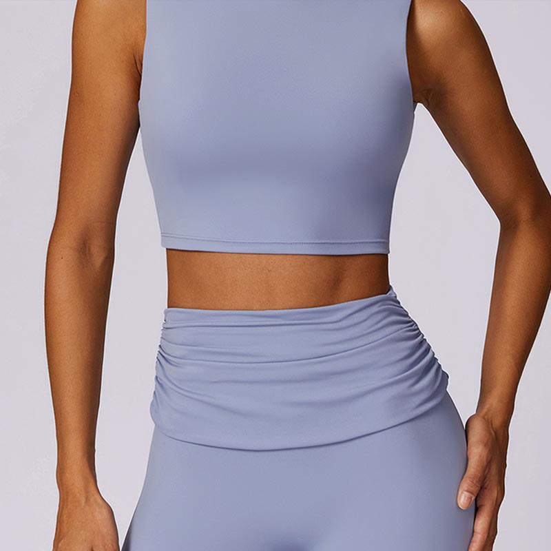 Débardeur dos nu sans manches avec bretelles et soutien-gorge évasé Buddha Stones pour le sport, le fitness et le yoga - image 3