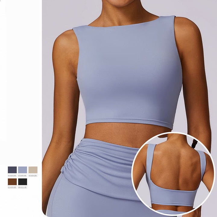 Débardeur dos nu sans manches avec bretelles et soutien-gorge évasé Buddha Stones pour le sport, le fitness et le yoga - image 8