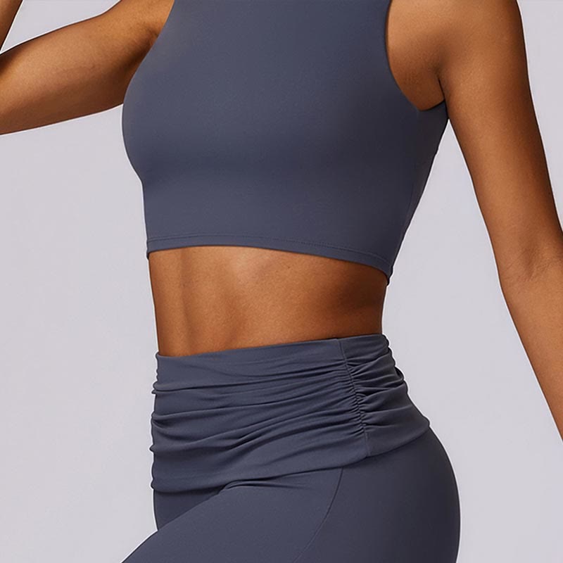 Débardeur dos nu sans manches avec bretelles et soutien-gorge évasé Buddha Stones pour le sport, le fitness et le yoga - image 43