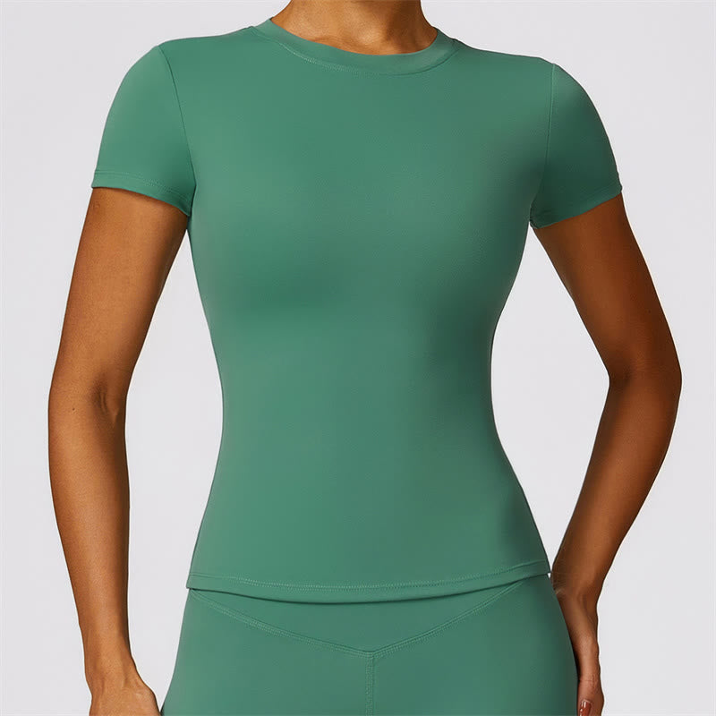 T-shirt à manches courtes pour femmes Buddha Stones, haut, leggings taille haute, pantalon pour le sport, le yoga - Vert - Haut - US8-10，UK/AU12-14，EU40-42 (XL)  - image 28
