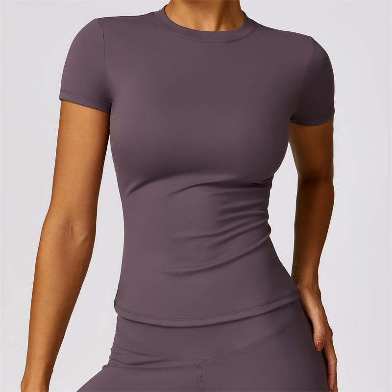 T-shirt à manches courtes pour femmes Buddha Stones, haut, leggings taille haute, pantalon pour le sport, le yoga - RosyBrown - Haut - US8-10，UK/AU12-14，EU40-42 (XL)  - image 42