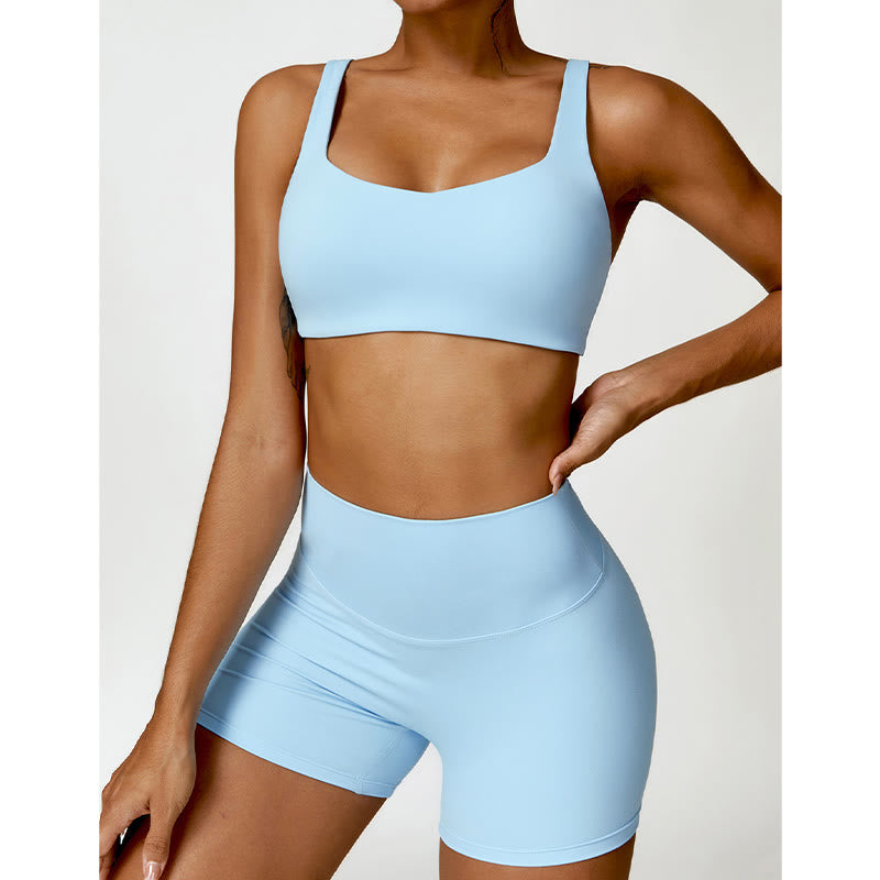 Buddha Stones Gym Sports Yoga Soutien-gorge dos nu Crop Tank Top Shorts - image 13