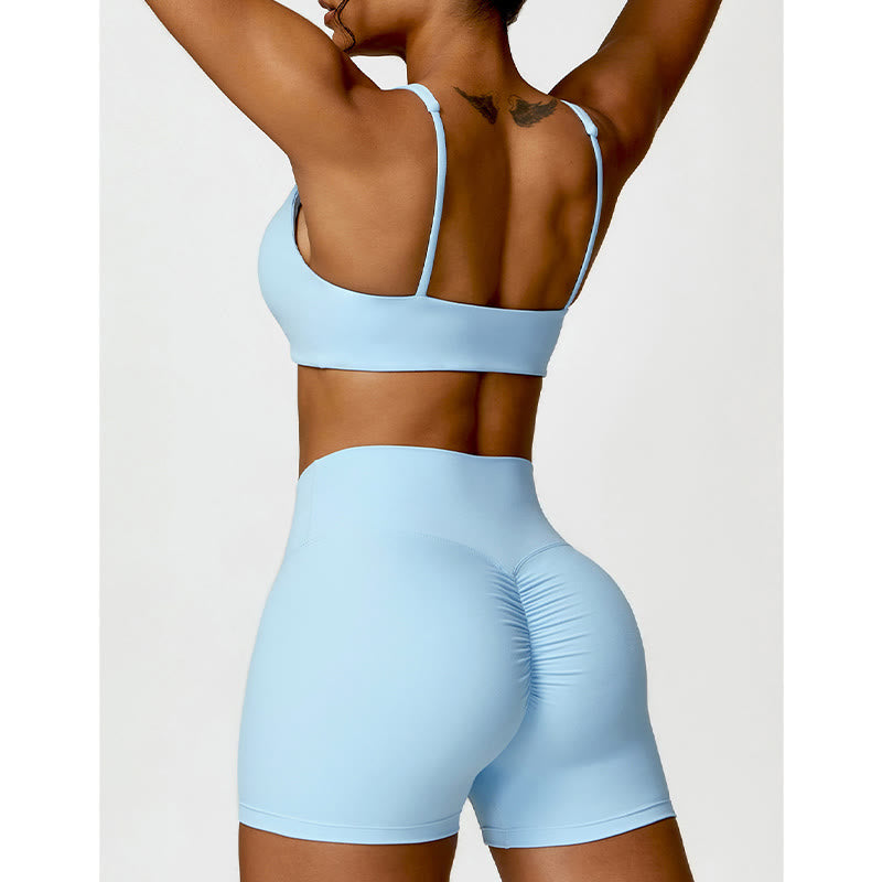 Buddha Stones Gym Sports Yoga Soutien-gorge dos nu Crop Tank Top Shorts - image 16