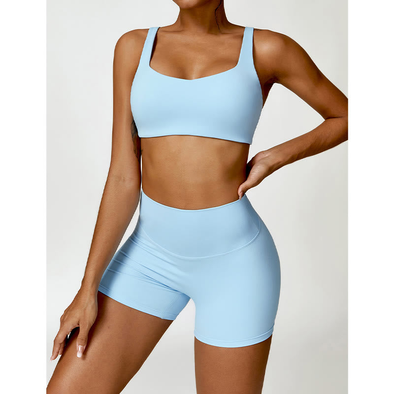 Buddha Stones Gym Sports Yoga Soutien-gorge dos nu Crop Tank Top Shorts - image 17