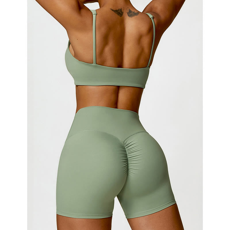 Buddha Stones Gym Sports Yoga Soutien-gorge dos nu Crop Tank Top Shorts - image 34