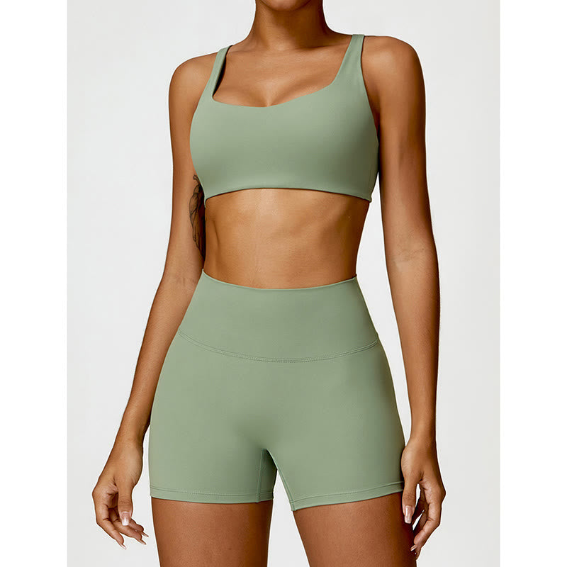 Buddha Stones Gym Sports Yoga Soutien-gorge dos nu Crop Tank Top Shorts - image 26