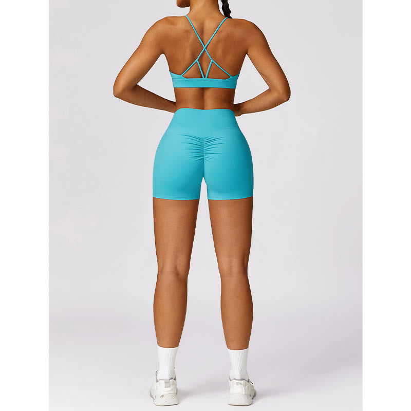 Buddha Stones Gym Sports Yoga Soutien-gorge dos nu Crop Tank Top Short respirant